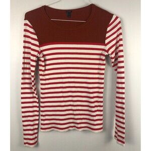J Crew Sweater Womens Small Red & White Striped Knit Pullover Preppy Classic